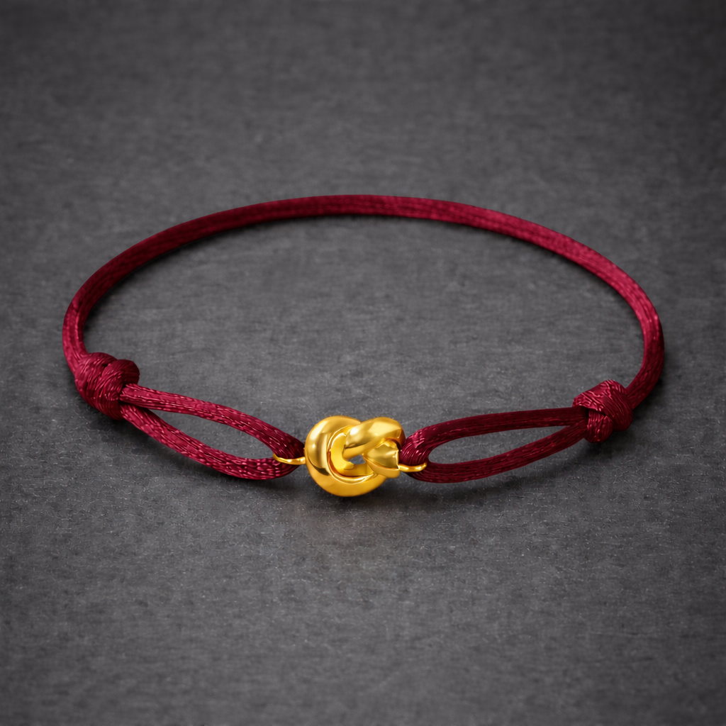 Bordeaux Gold Knot Bracelet